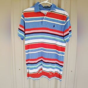Men's Polo Ralph Lauren Colorful Striped Polo Shirt Size Medium Preppy Y2K